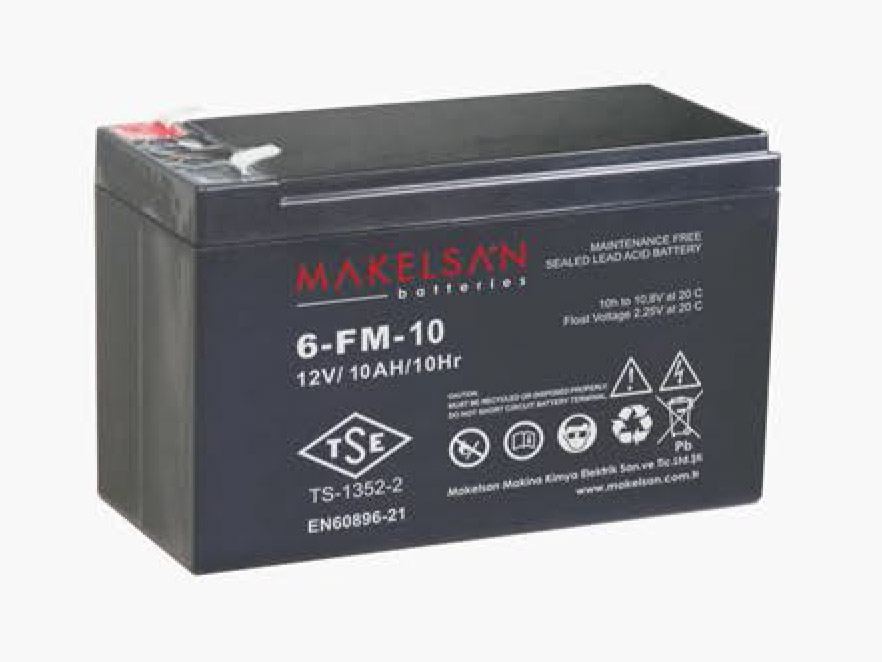 Аккумуляторная батарея Makelsan 6-FM-10 номинальной емкостью 10 Ач